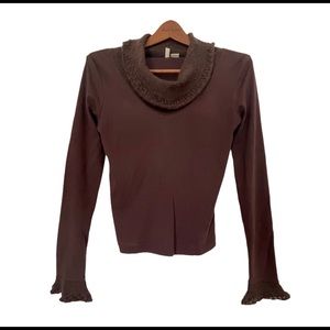 Anthropologie MOTH Long Sleeve Crochet Neck and Sleeve Details - Small